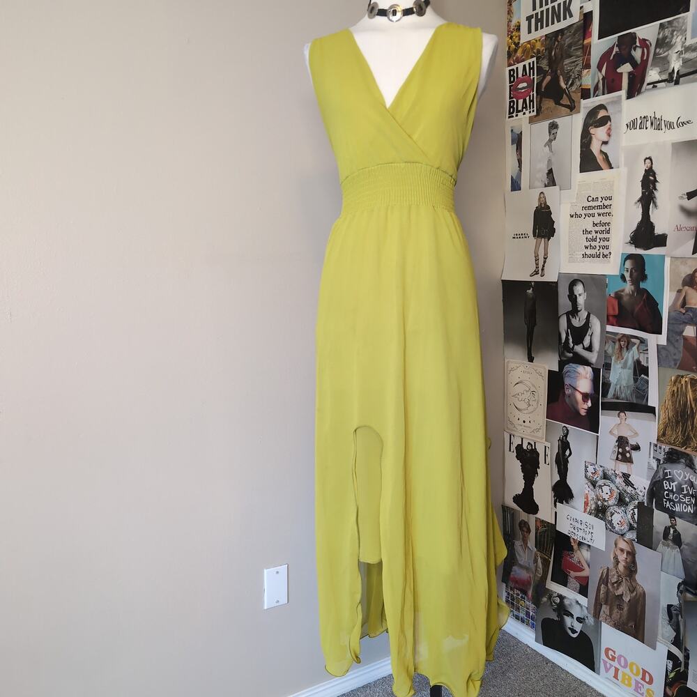 Sleeveless V-Neck Smocked Waist High-Low Maxi Dress